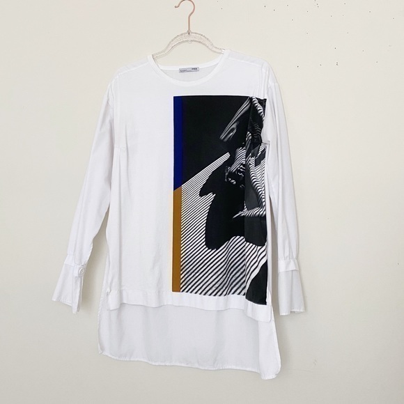 Zara white long sleeves graphic t-shirt - Picture 3 of 8